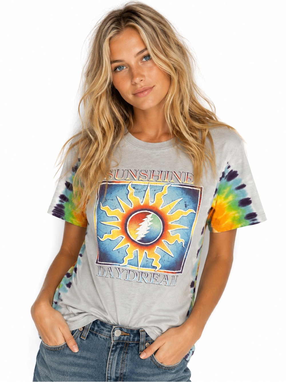 Grateful Dead Sunshine Daydream 13 Point Bolt Tie Dye Band T Shirt Small